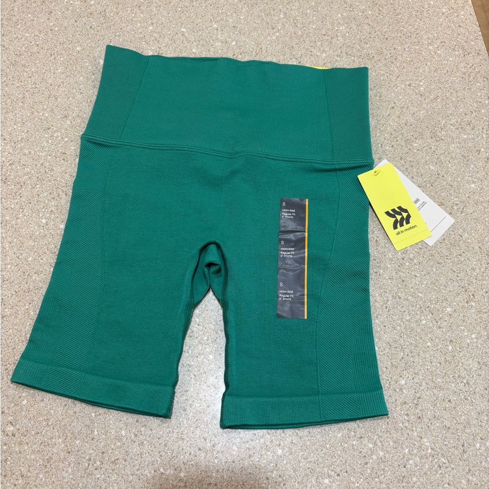 All in Motion Green Bike Shorts Women’s Size Small High Waist - Picture 2 of 8